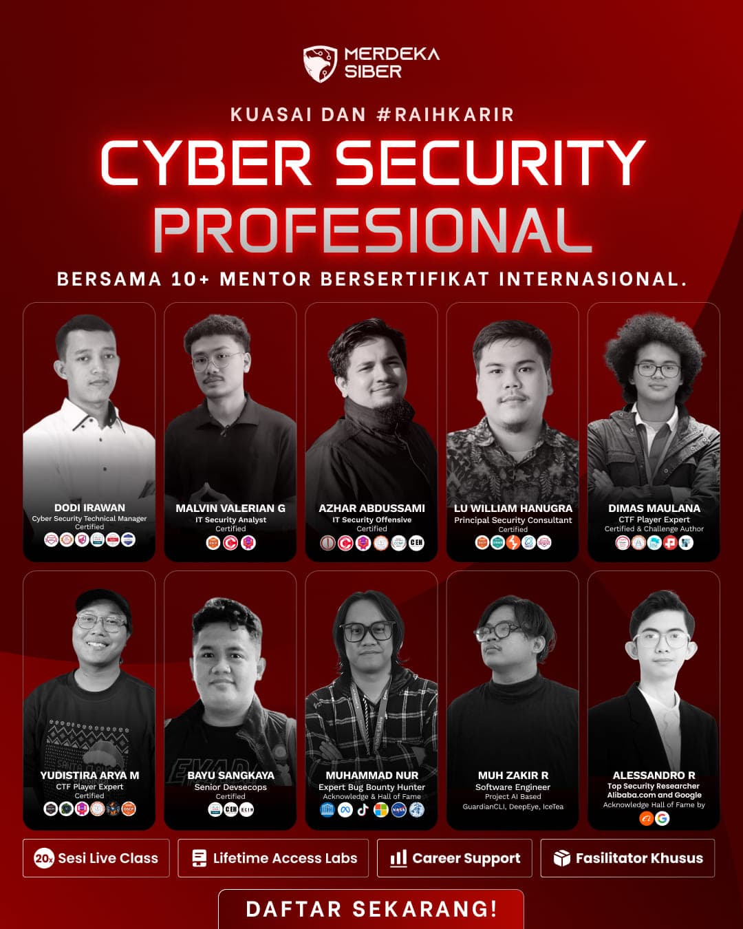 10+ Mentor Bersertifikat Internasional Merdeka Siber